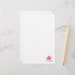 Papeterie Simple Je t'aime - coeur rose