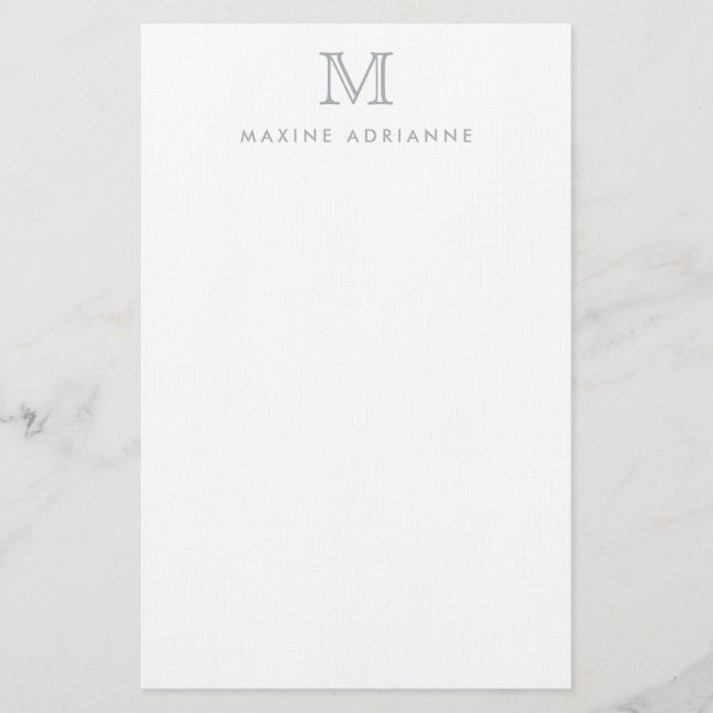 Papeterie Simple moderne Élégant clair gris argenté Monogram (Devant)