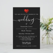 Simple moderne Red Heart Mariage noir