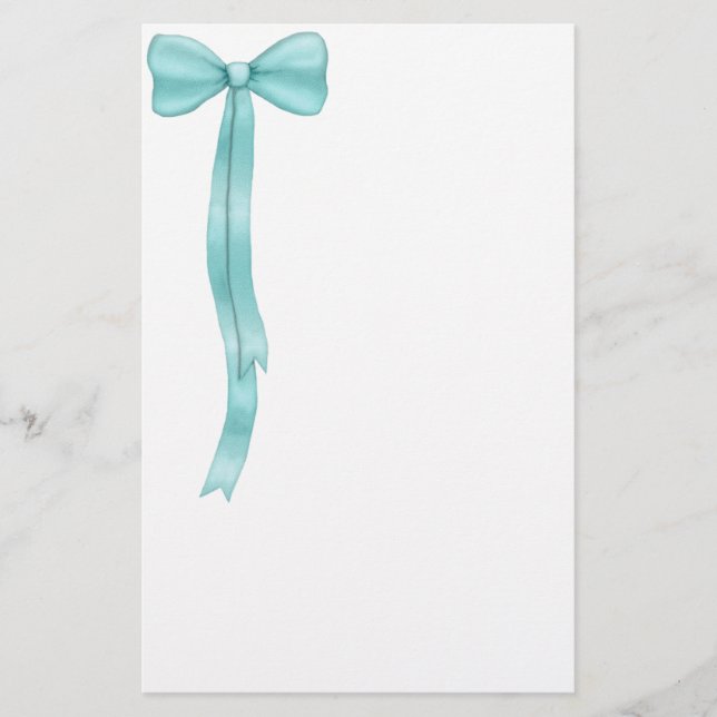 Papeterie Simple Nœud Bleu Turquoise Mignon (Devant)
