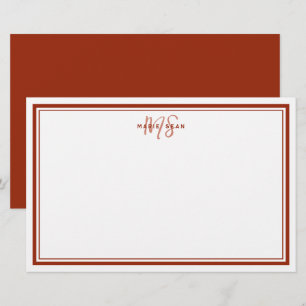 Papeterie Simple Rouge Écarlate Minimaliste Monogramme Deux