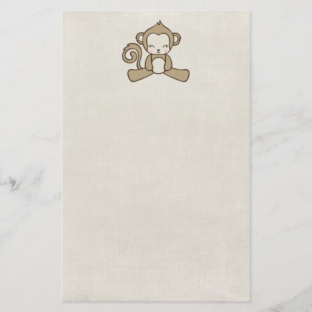 Papeterie Singe assis en bas à l'air heureux mignonne & Kawa (Devant)