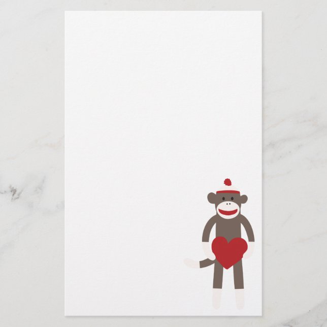 Papeterie Singe de chaussette de coeur de Valentine (Devant)