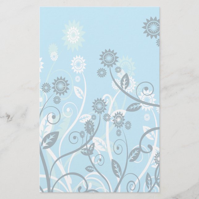 Papeterie Sky Blue Moderne Floral (Devant)