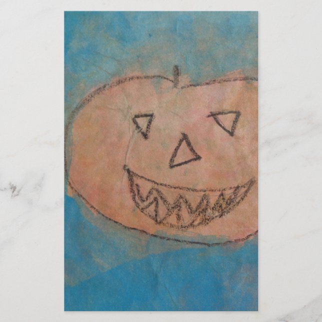 Papeterie Smiling Pumkin, Halloween Kids Art Watercolor (Devant)