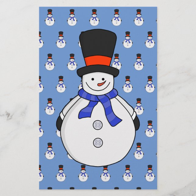 Papeterie Snowman avec chapeau supérieur (Devant)