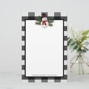 Papeterie Snowman Buffalo Plaid Stationery personnalisée
