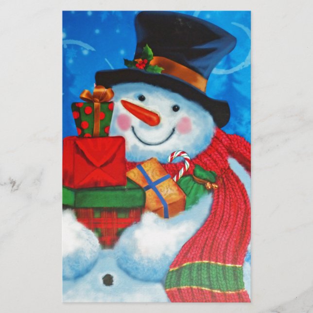 Papeterie Snowman portant des cadeaux (Devant)