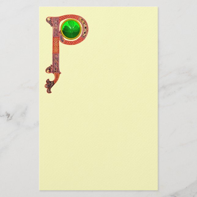 PAPETERIE ST PATRICK'S DAY CÉLTIC P MONOGRAM AVEC SHAMROCK (Devant)