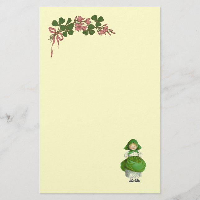 PAPETERIE ST PATRICK'S DAY - IRLANDE, FILLE ET SHAMROCK (Devant)