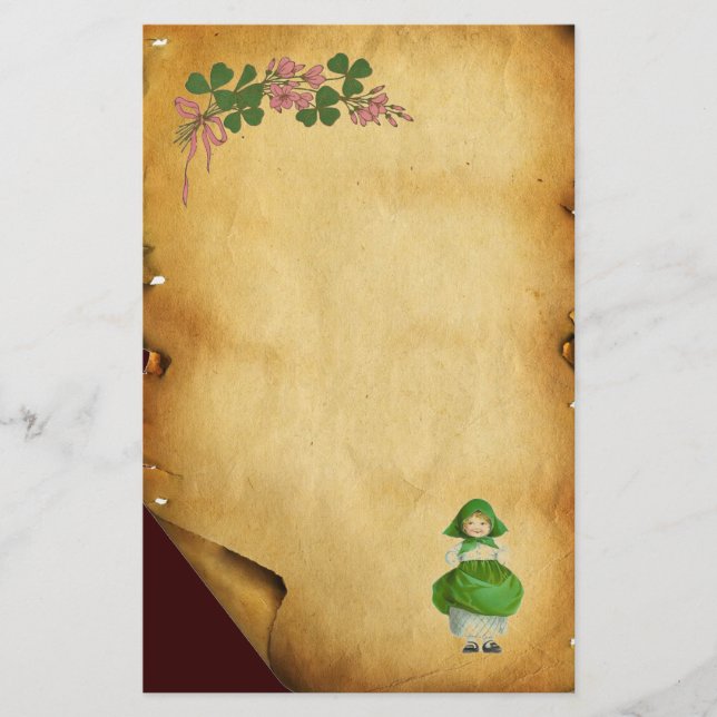 PAPETERIE ST PATRICK'S DAY - IRLANDE, FILLE ET SHAMROCK (Devant)