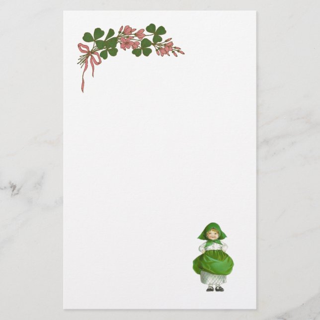 PAPETERIE ST PATRICK'S DAY - IRLANDE, FILLE ET SHAMROCK (Devant)