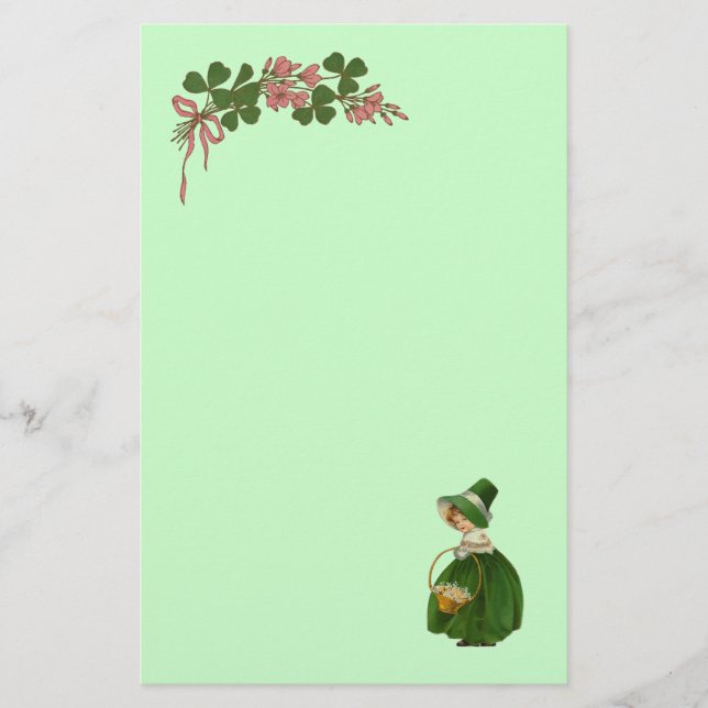 PAPETERIE ST PATRICK'S DAY - IRLANDE, FILLE ET SHAMROCK (Devant)
