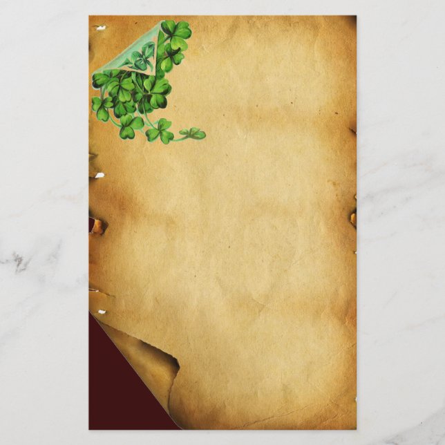 Papeterie ST. PATRICK'S DAY /Shamrocks sur parchemin Brown (Devant)
