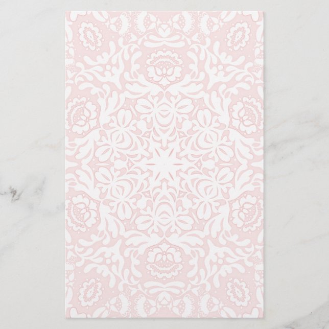 Papeterie Stationery florale en dentelle rose romantique (Devant)