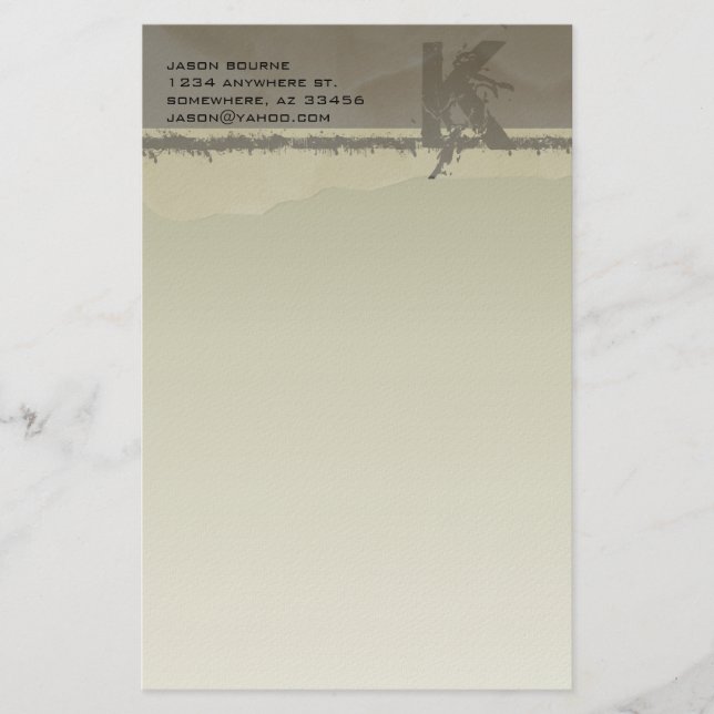 Papeterie Stationery Funky Monogram Taupe (Devant)