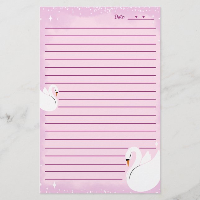 Papeterie Stationery paper Swan delicate  (Devant)