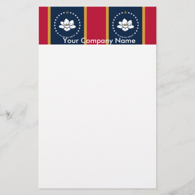 Papeterie Stationery with Flag of Mississippi State, USA (Devant)