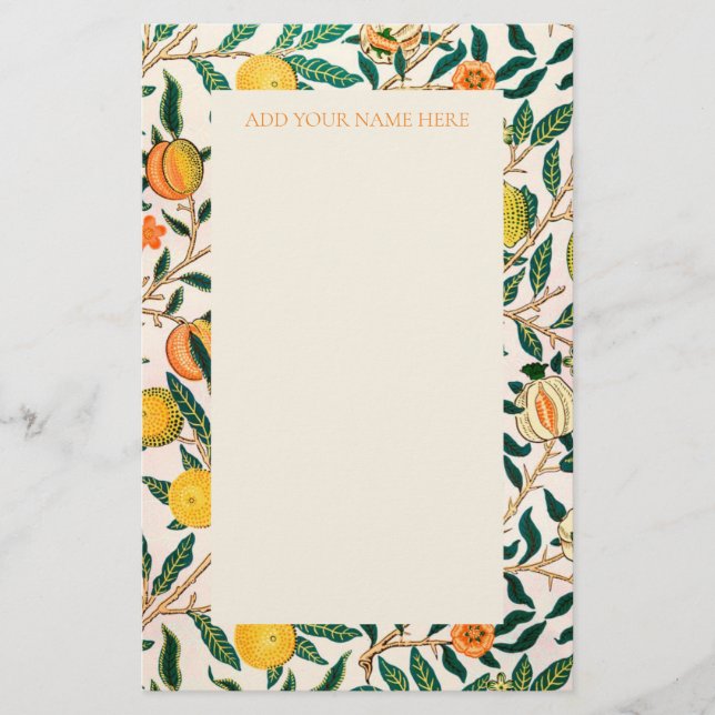 PAPETERIE STATIONNAIRE MOTIF WILLIAM MORRIS "POMEGRANATE" (Devant)