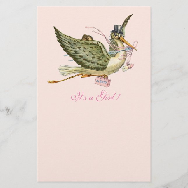 Papeterie STORL BABY SHOWER FILLE rose pâle (Devant)