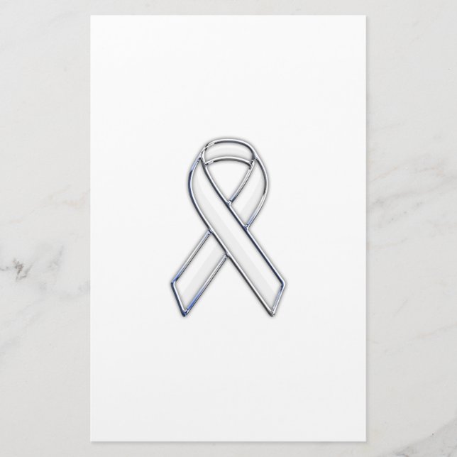 Papeterie Style Chrome White Ribbon Sensibilisation (Devant)