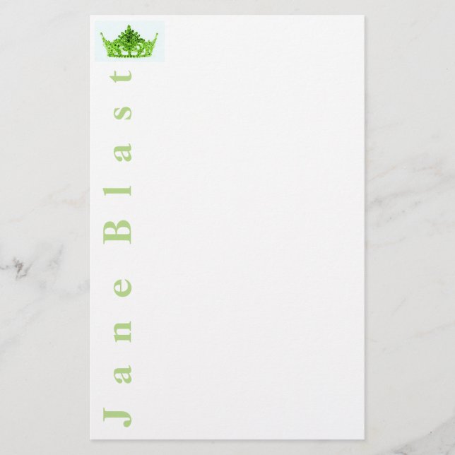 Papeterie Style Miss America Crown Stationery - Vert/Blanc (Devant)