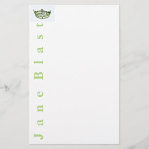 Papeterie Style Miss America Crown Stationery - Vert/Blanc