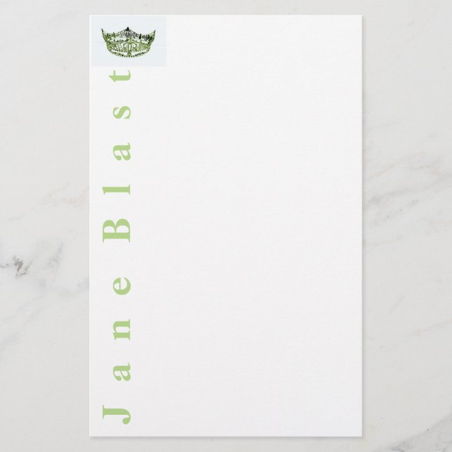 Papeterie Style Miss America Crown Stationery - Vert/Blanc (Devant)