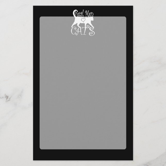 Papeterie Style Real Men Love Cats sur un décor noir (Devant)