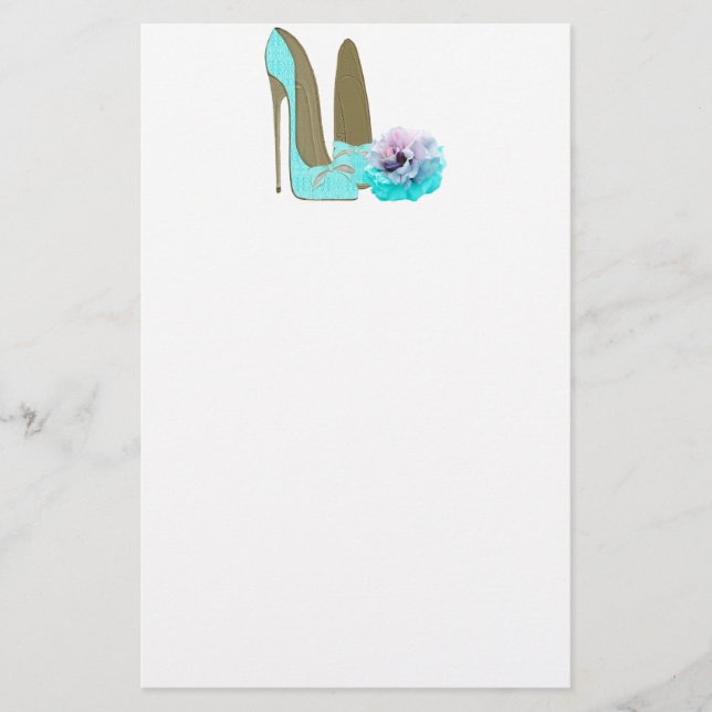 Papeterie Stylet de turquoise et art rose (Devant)