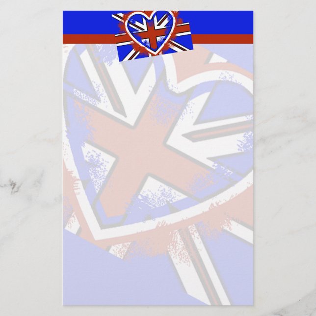 Papeterie Superbe cœur avec le drapeau britannique (Devant)