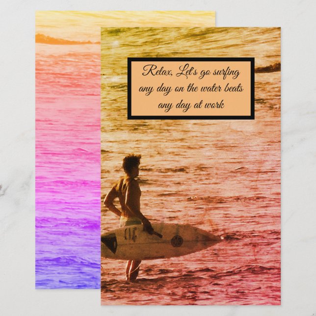 Papeterie Surfeur hawaïen (Devant / Derrière)