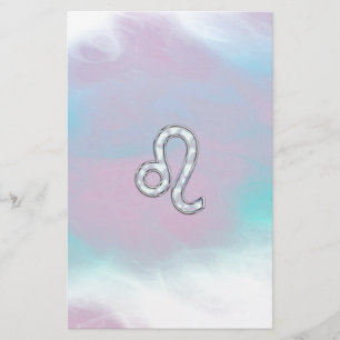 Papeterie Symbole de Leo Zodiac sur Pastels Style Nacre Impr
