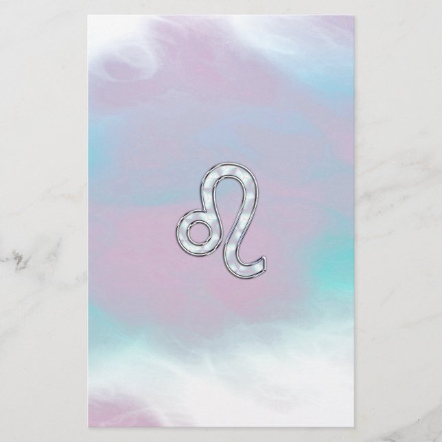 Papeterie Symbole de Leo Zodiac sur Pastels Style Nacre Impr (Devant)