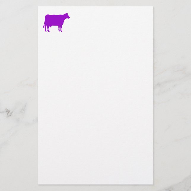 Papeterie Symbole de vache - Violet sur blanc (Devant)
