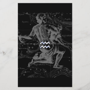Papeterie Symbole de zodiaque de Verseau de style de chrome