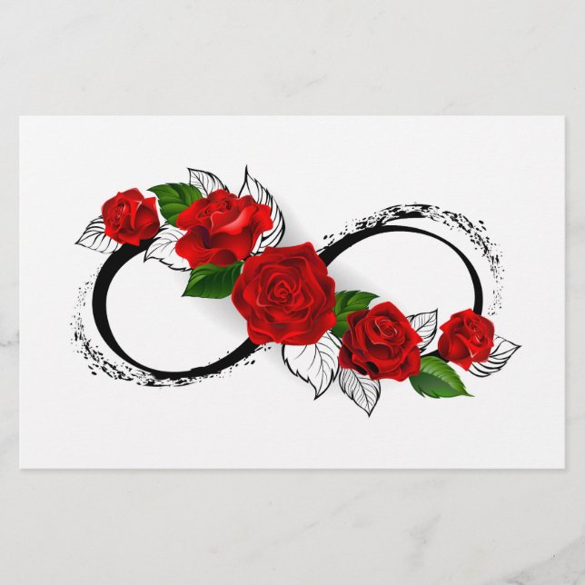 Papeterie Symbole d'infini avec les roses rouges (Devant)