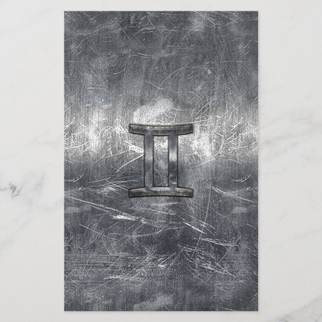 Papeterie Symbole Gemini Zodiac en Grunge style dévêtu (Devant)