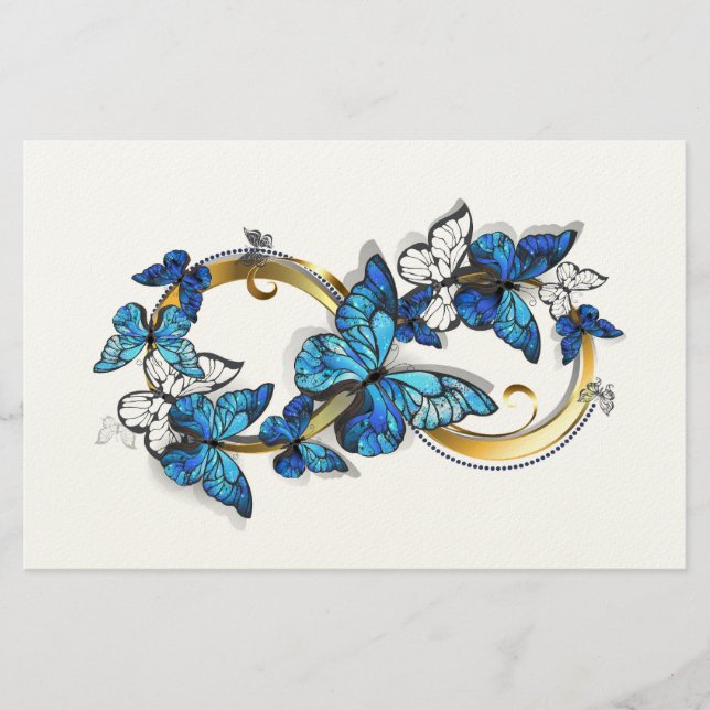 Papeterie Symbole infini de papillons Morpho bleus (Devant)