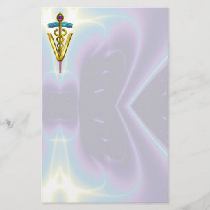 Papeterie SYMBOLE VÉTÉRINAIRE DE CADUCE D'OR / Turquoise Vio