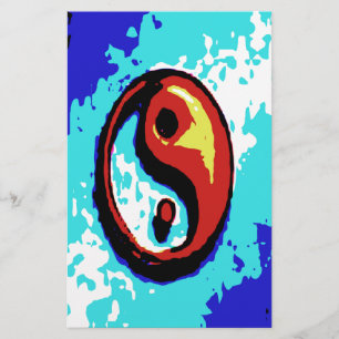 Papeterie SYMBOLE YIN Yang Rouge et Bleu Artiste