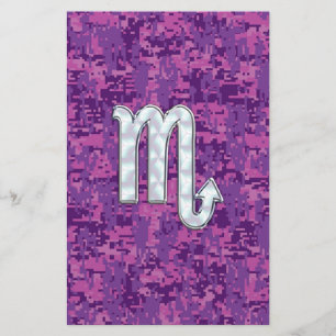 Papeterie Symbole Zodiaque Scorpio sur Camo numérique rose