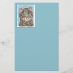 Papeterie Tabby Gris Peinture Chat - Cute Original Art Chat