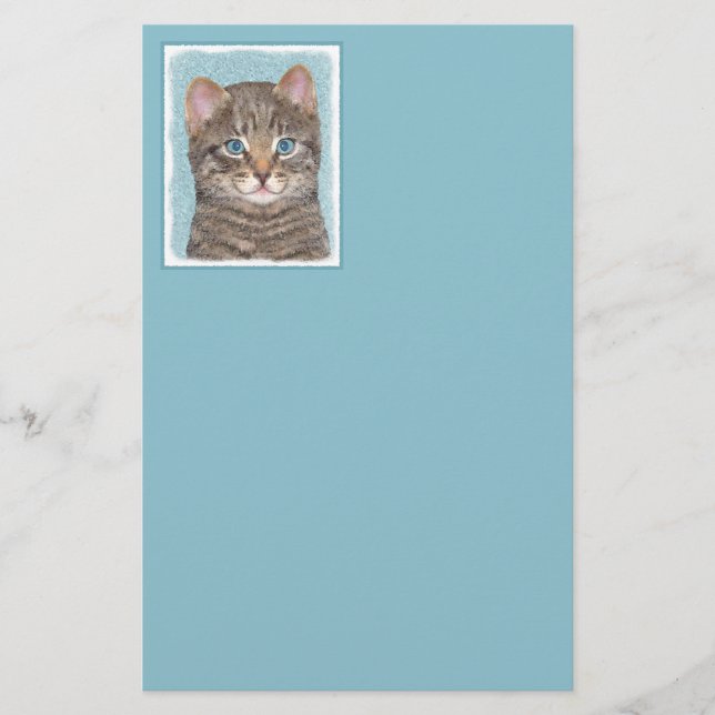 Papeterie Tabby Gris Peinture Chat - Cute Original Art Chat (Devant)