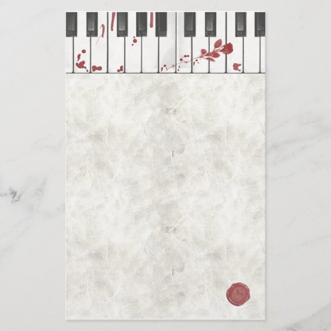 Papeterie tachée de sang de piano de Goth (Devant)