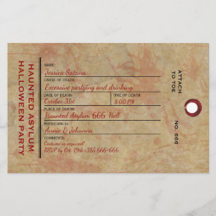 Papeterie Tag Halloween Toe Hauned Asylum Party