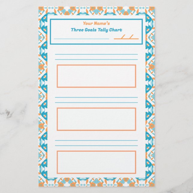 Papeterie Tally Chart Fridge pour la fille de TDA Objectif H (Devant)