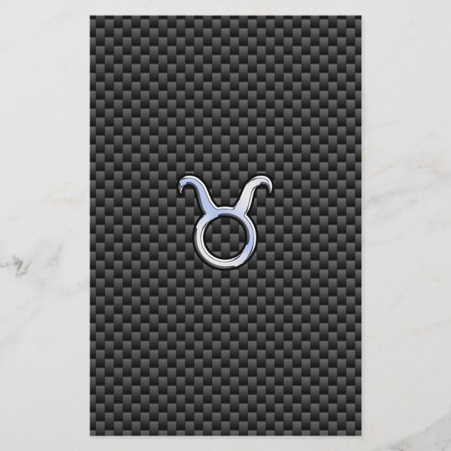 Papeterie Taurus Zodiac Sign on Black Carbon Fibre Print (Devant)