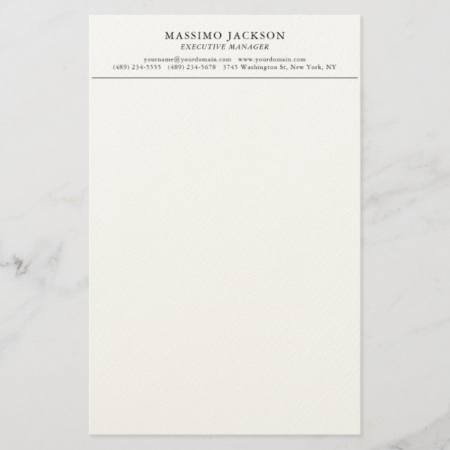 Papeterie Tendance Moderne Simple Noir & Blanc Professionnel (Devant)