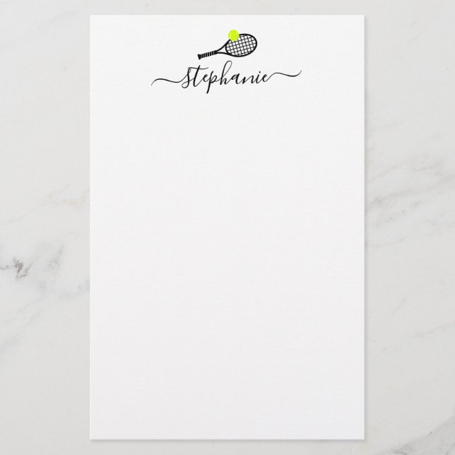 Papeterie Tennis Stationery Papier Script Nom personnalisé (Devant)